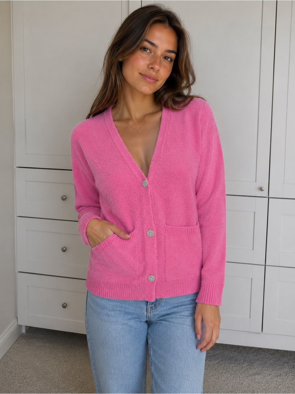 Lyla + Luxe Barbie Pink Women's Cardigan
